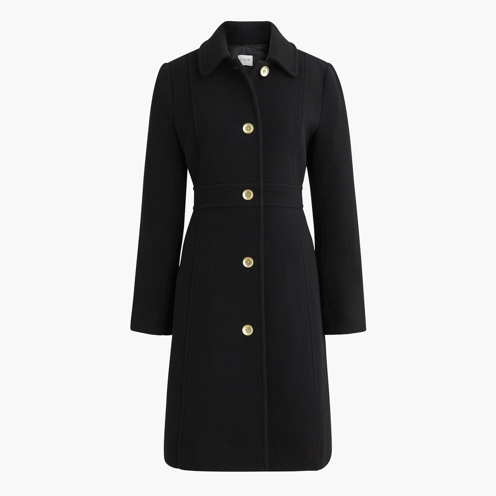 J Crew Wool-blend Lady Day Coat Black Size 6 AT107